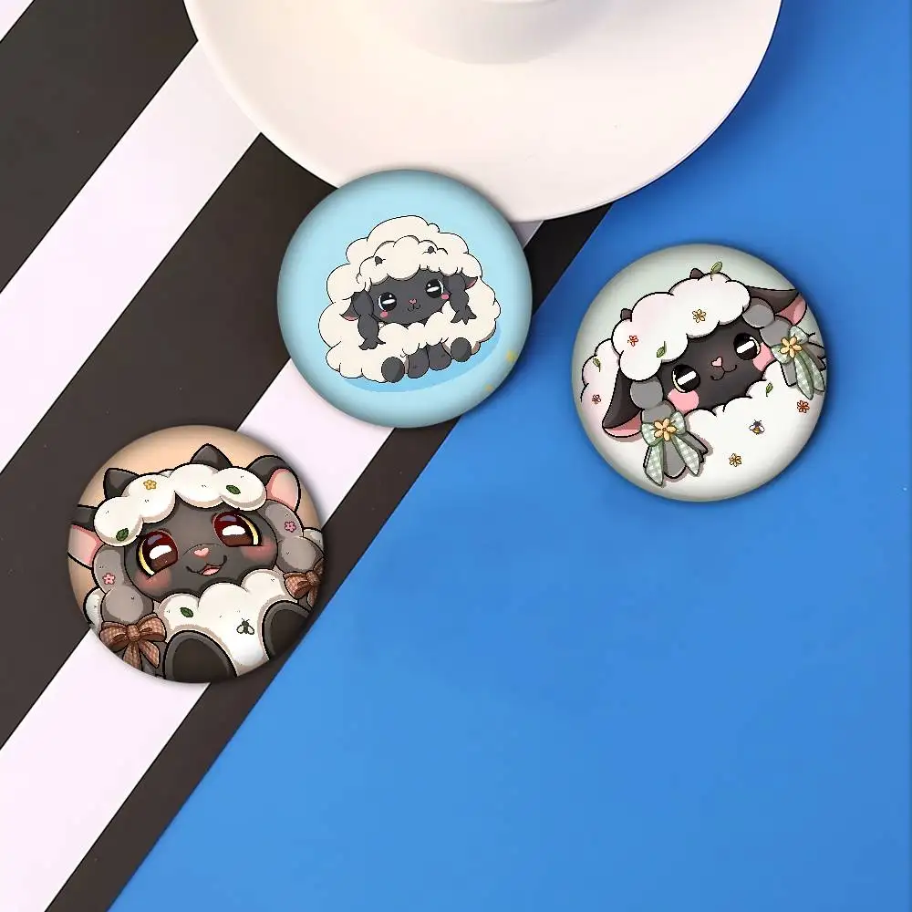 W-Wooloo لطيف الأغنام 58mm الحيوانات مضحك دبابيس شارة حقيبة الظهر الملابس هدية التبعي
