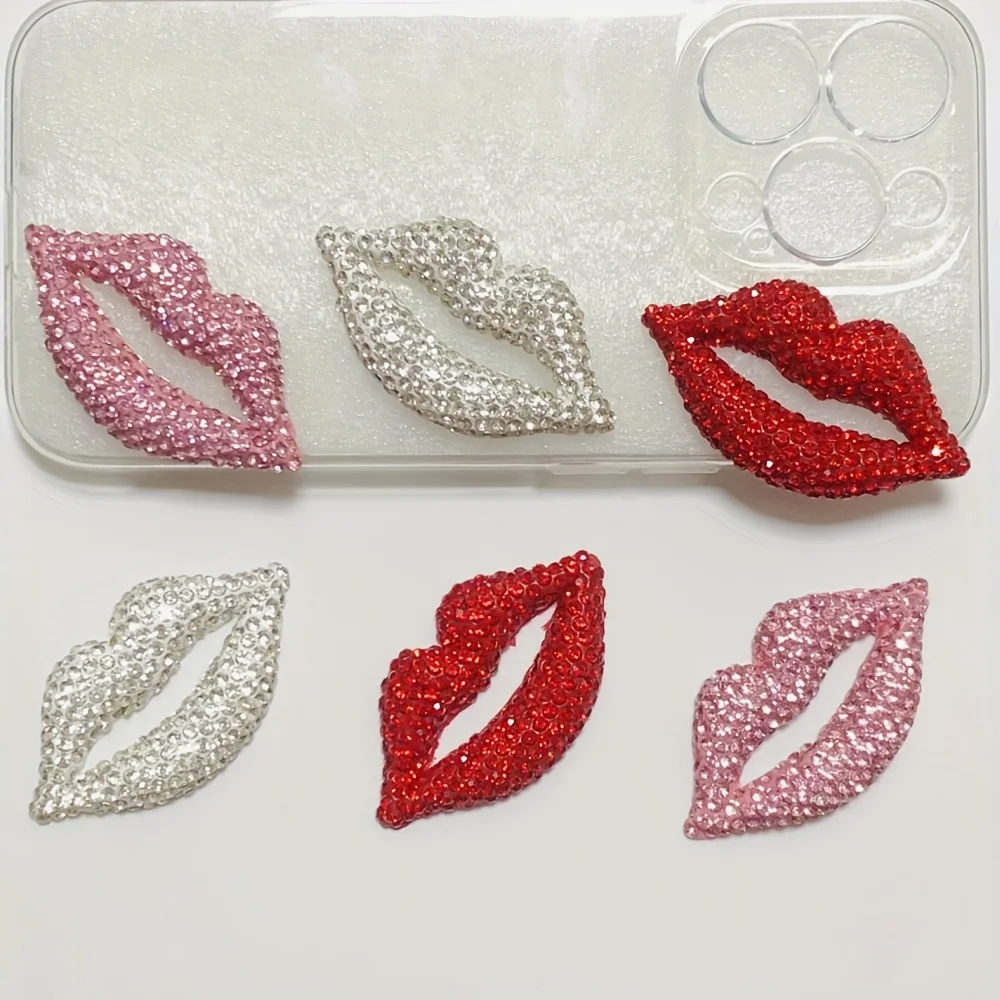 

2Pcs Sweet Bling Gorgeous Colorful Rose Red Champagne Blue Green Hollow Out Lip Flat Back Decor Diy Crafts Charm Junk Phone Case