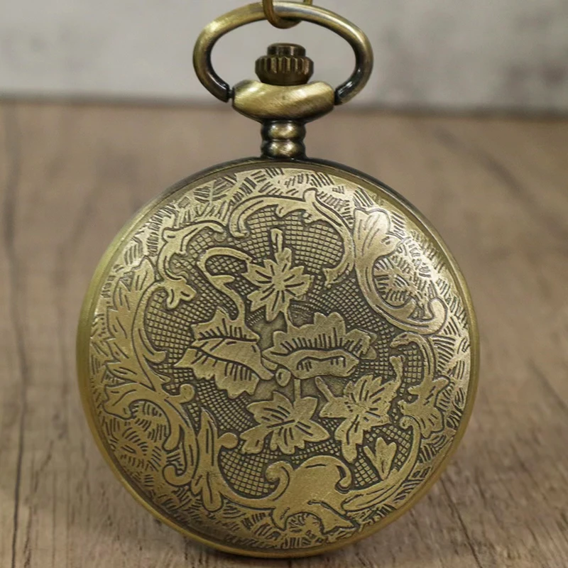 Reloj de bolsillo de cuarzo de dragón antiguo para hombres, mujeres y niños, collar tallado, colgante grabado, cadena Fob, reloj colgante Steampunk, venta al por mayor