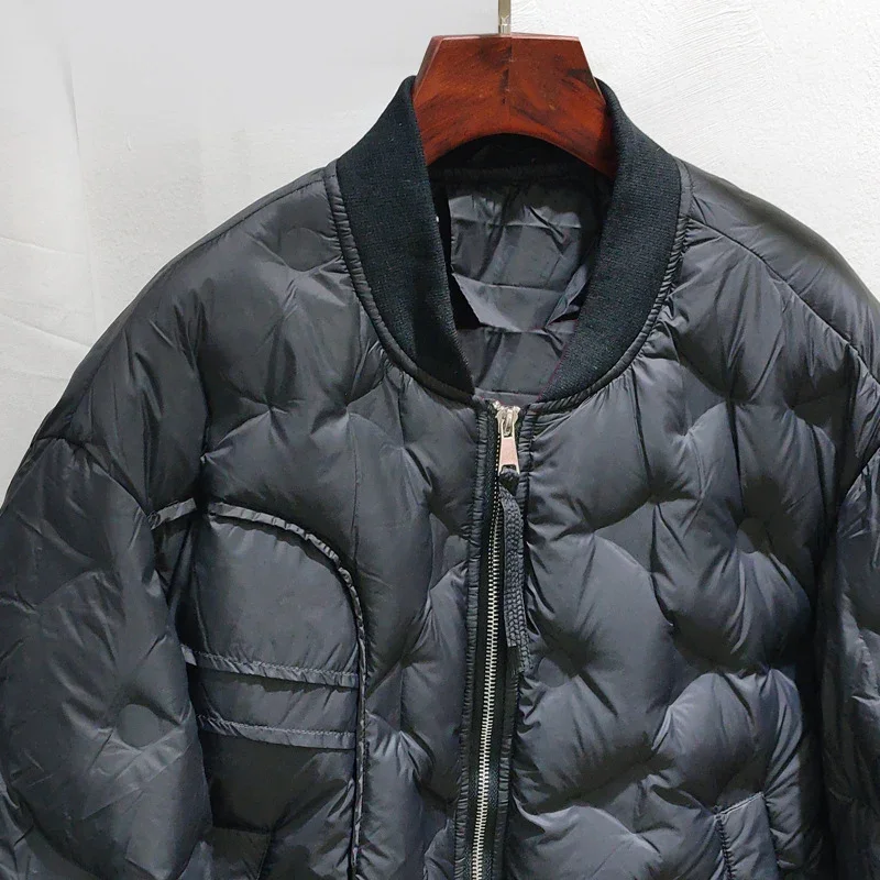 Herfst en winter dames dons honkbaljas eenvoudige witte eendendons jas ronde hals jas damesjas JJ951