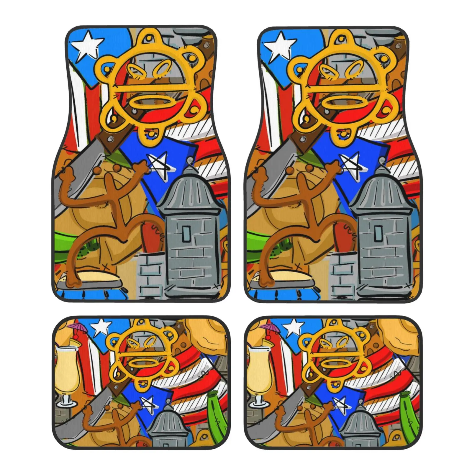 

Автомобильный коврик с принтом флага Пуэрто-Рико, набор из четырех предметов, подходит для всех автомобильных ковриков и автомобильных аксессуаров