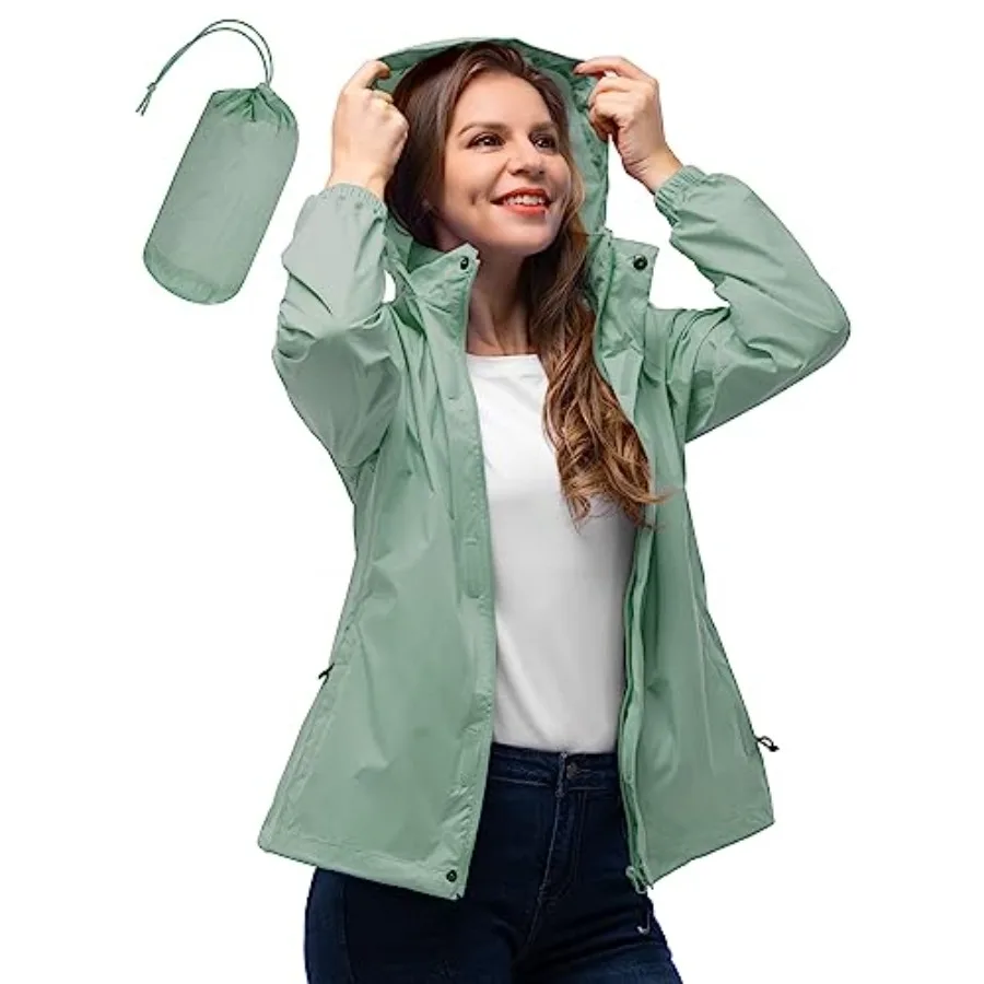 

33, 000Feet Women's Rain Jacket Waterproof Lightweight Packable Raincoat with Hood for Golf Hiking Travel Windbreaker