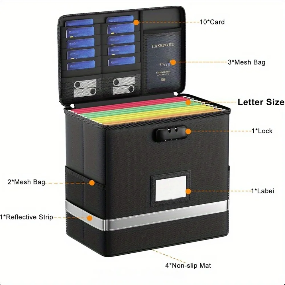 Foldable Fireproof Storage Box  Fireproof Document Storage Box  Holds A4 Documents, Legal Documents, and Contracts