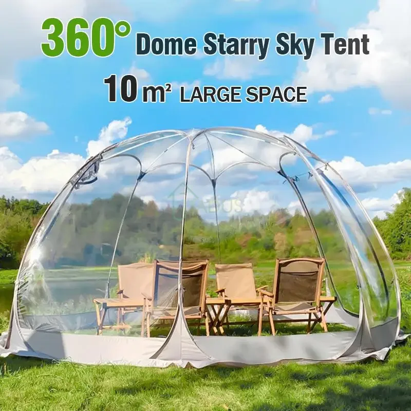 OutdoorTransparent Tent Portable Folding Camping Thickening Tent Starry Sky Bubble House Shade Winter Sunshine Wind/Waterproof