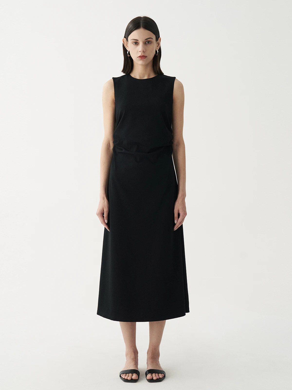 

Slimming Long Knitted Cotton Svel Dr Women's mat Cut Vest Dr Bla High Waist A-Line Skirt for Commuting