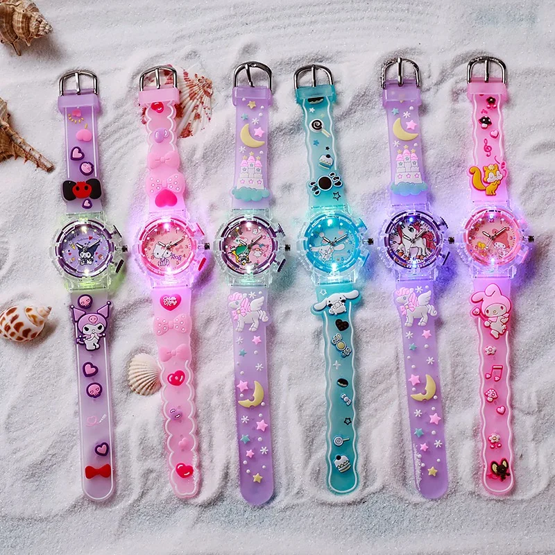 Sanrio 3D Pattern Child Wrist Watch luminous watch Cinnamoro Kuromi Waterproof Quartz Watch Hello Kitty Watch Children's Gifts