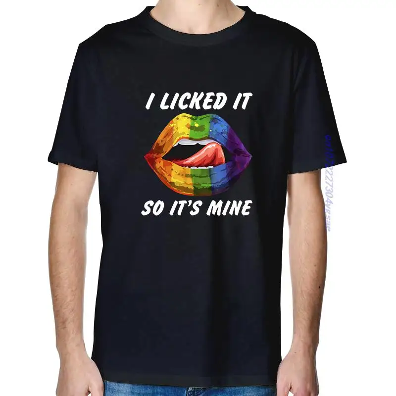 

I licked it, so it's mine Funny Print T-Shirts Men Summer Breathable Short Sleeves Loose Oversized Vintage Tee Clothes Unisex