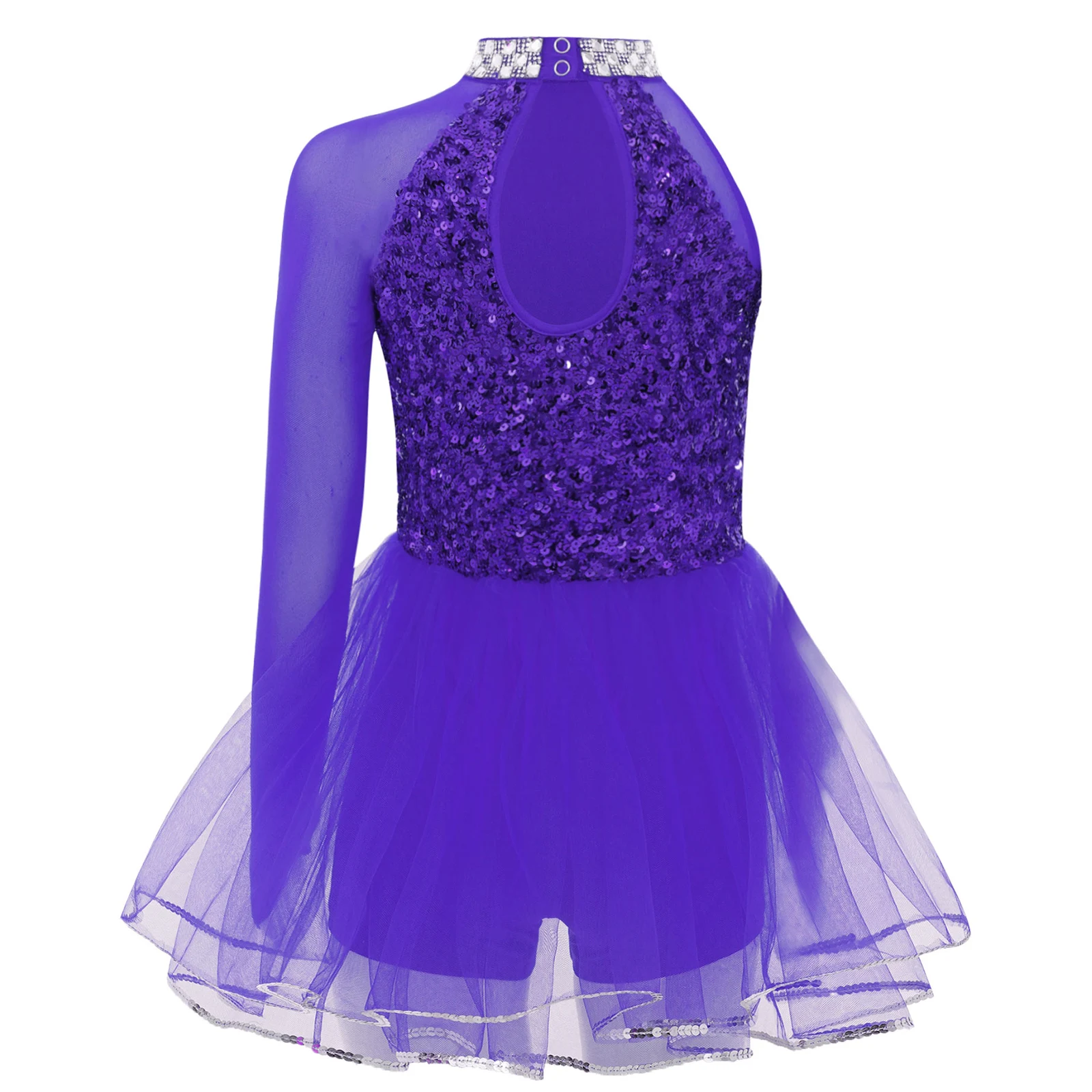 Costume da ballo latino per ragazze per bambini, corpetto con paillettes scintillanti, body con gonna in tulle, tuta da ginnastica lirica, abbigliamento da ballo jazz