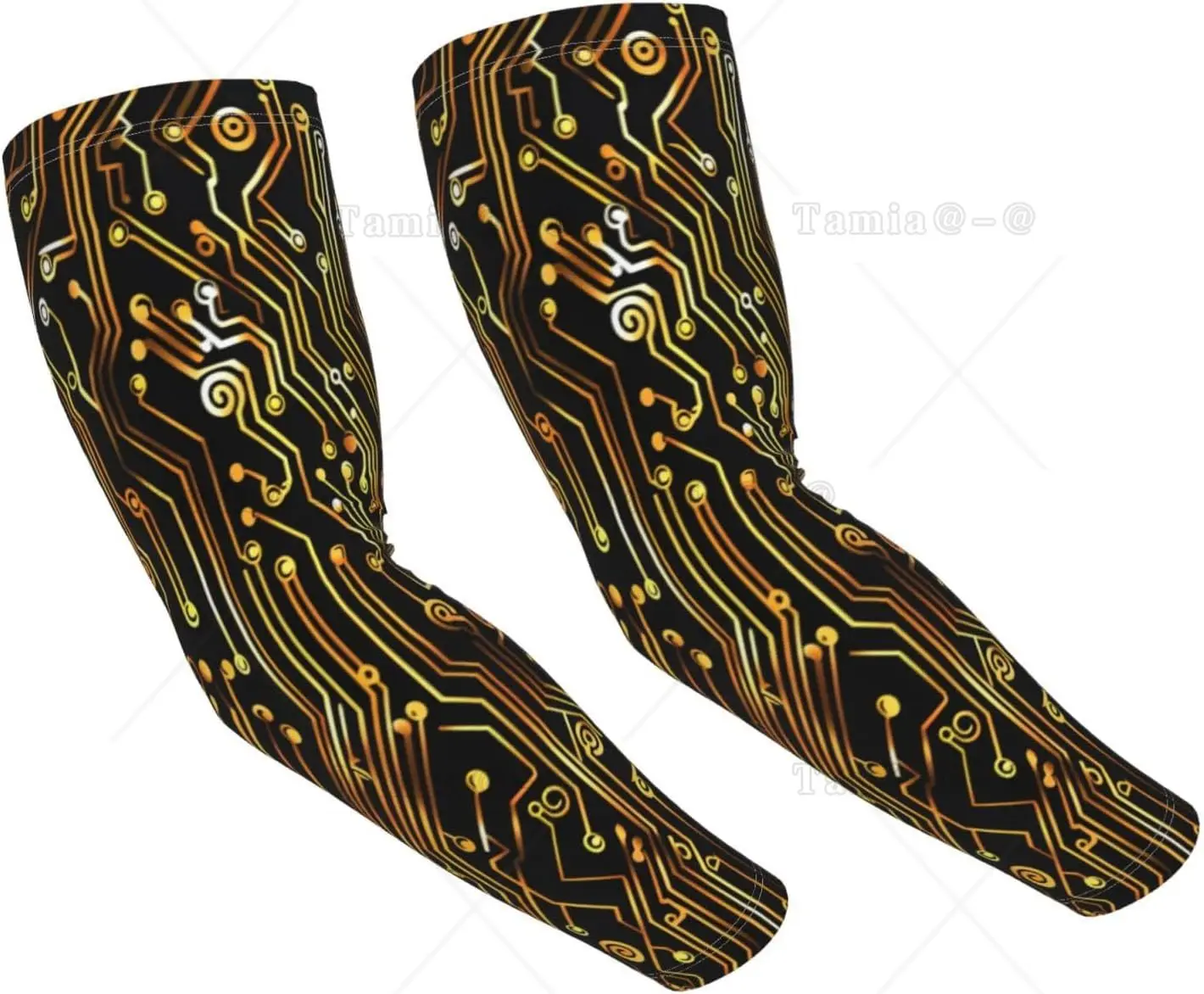 Circuit Board  Premium Cooling UV Protection Arm Sleeves  Breathable Ice Silk Fabric with Anti-Slip Design for Outdoor Sports