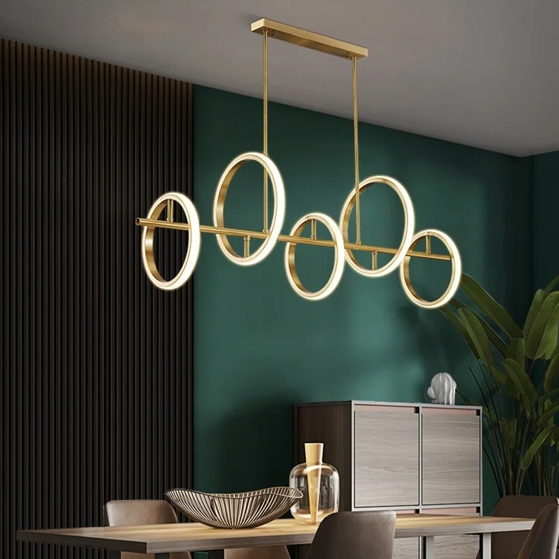 

Copper Modern Led Chandelier For Living Room Dining Room Kitchen Decoration Gold Pendant Lamp Circle Ring Ceiling Hanging lights