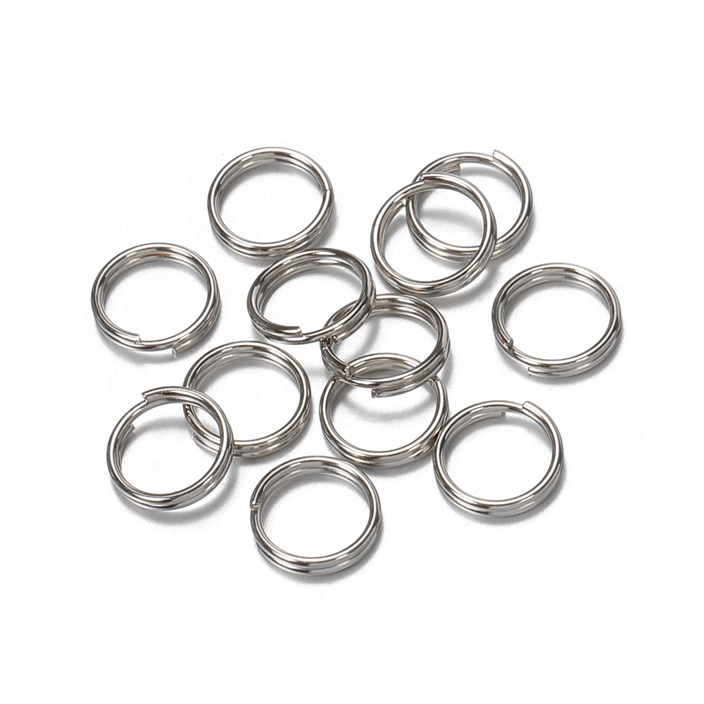 50pcs/lot  6/8/10/12mm Metal Keyring Blank Circle Split Ring Connector for DIY Keychain Jewelry Making Accessories