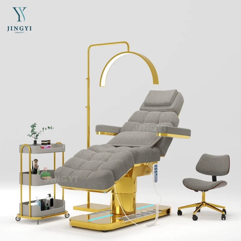 JingYi Beauty Lash Bed Luxury 3/4 Motors Adjustable Salon Spa Massage Table Cosmetic Beauty Bed