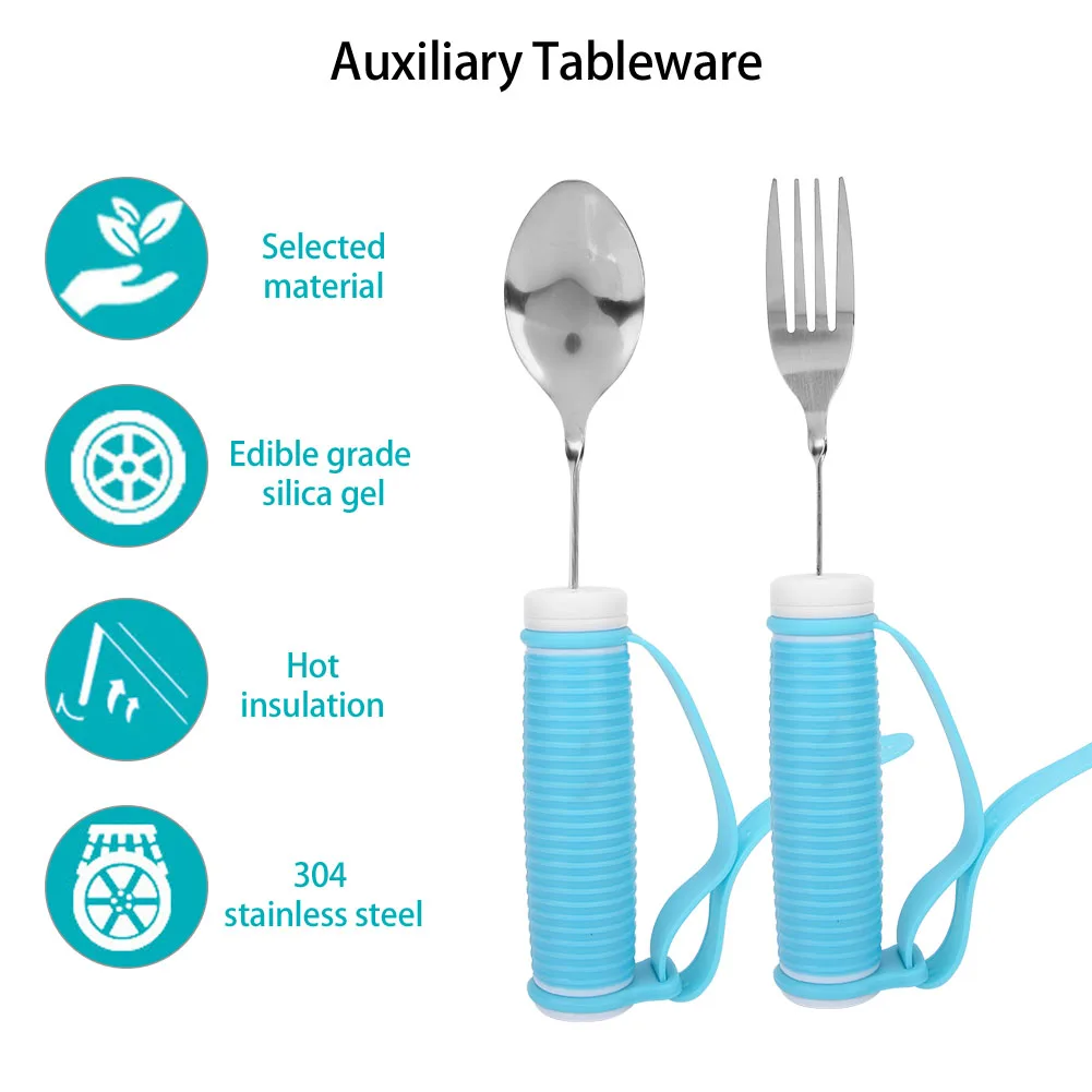 Vajilla auxiliar para ancianos de carrera duradera para el hogar, accesorio de ayuda para comer antivibración para manos discapacitadas, herramienta de cuchara para comer antideslizante