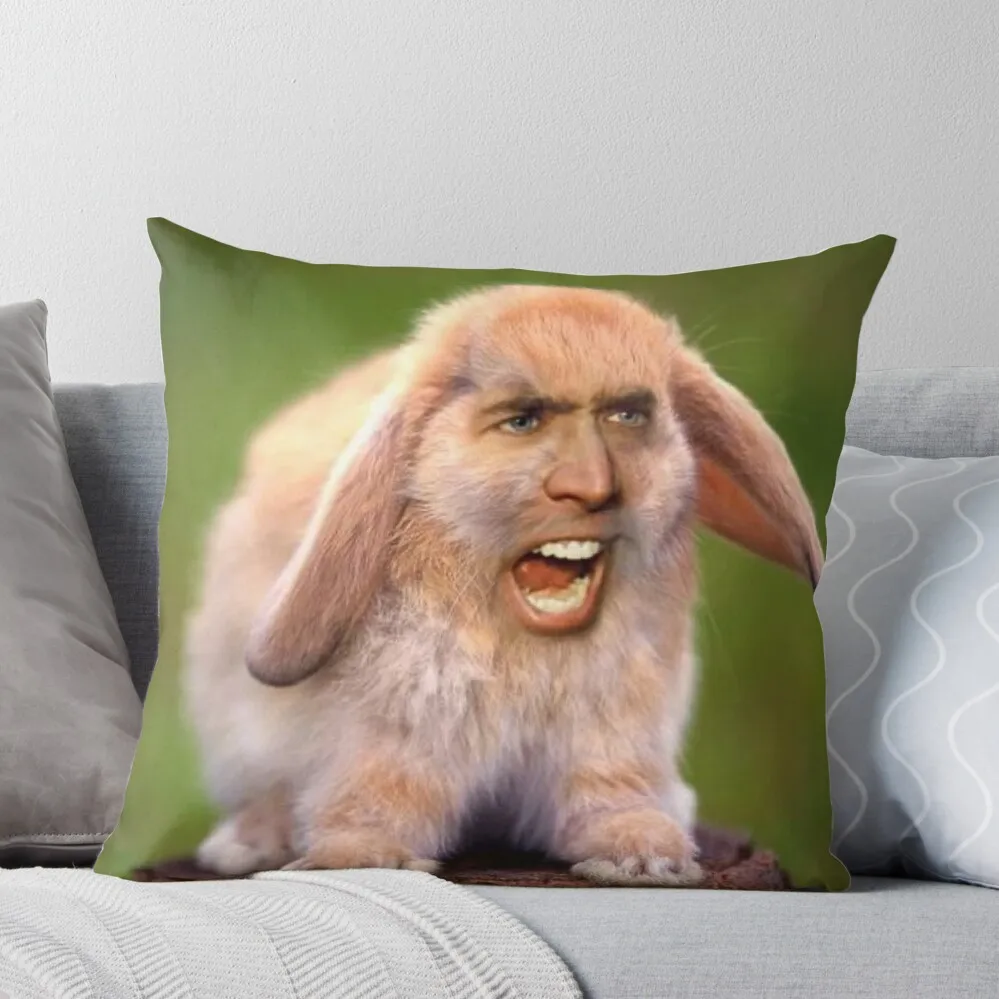 

Nicholas Cage(d rabbit) Throw Pillow Decorative Cushions For Living Room Pillows Aesthetic