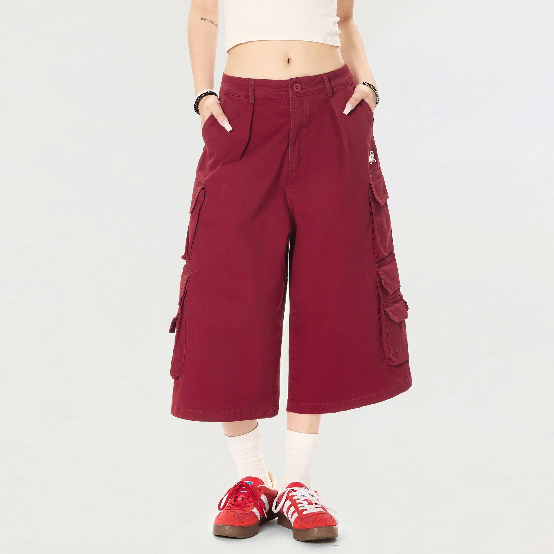 OR FL American Retro 97Cotton Women Cargo Shorts Hi Hop A Sense of Sophistication Seven-inch Shorts Wide Leg Pants Slacks Y2k