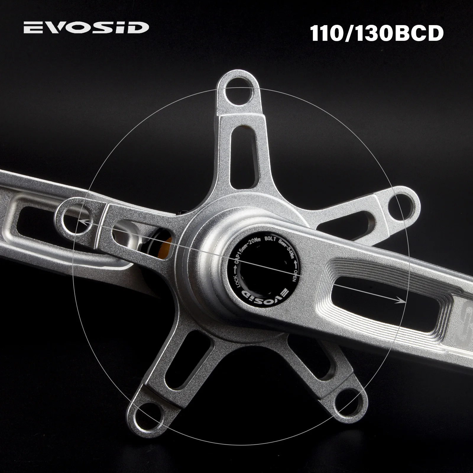 EVOSID Ultralight Road Bicycle Crankset 165/170/175MM Folding Bike Hollow Tech Crank 130BCD Chainring Spider 110BCD 5 Claws 12S