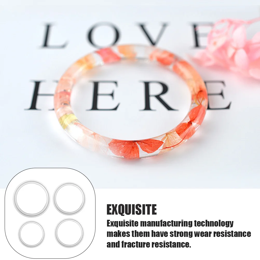 

4Pcs DIY Bracelet Mold Silicone Mould Easy Use for Resin Casting Craft Bangle Making Bracelet Mold Simple Crystal Epoxy Mould