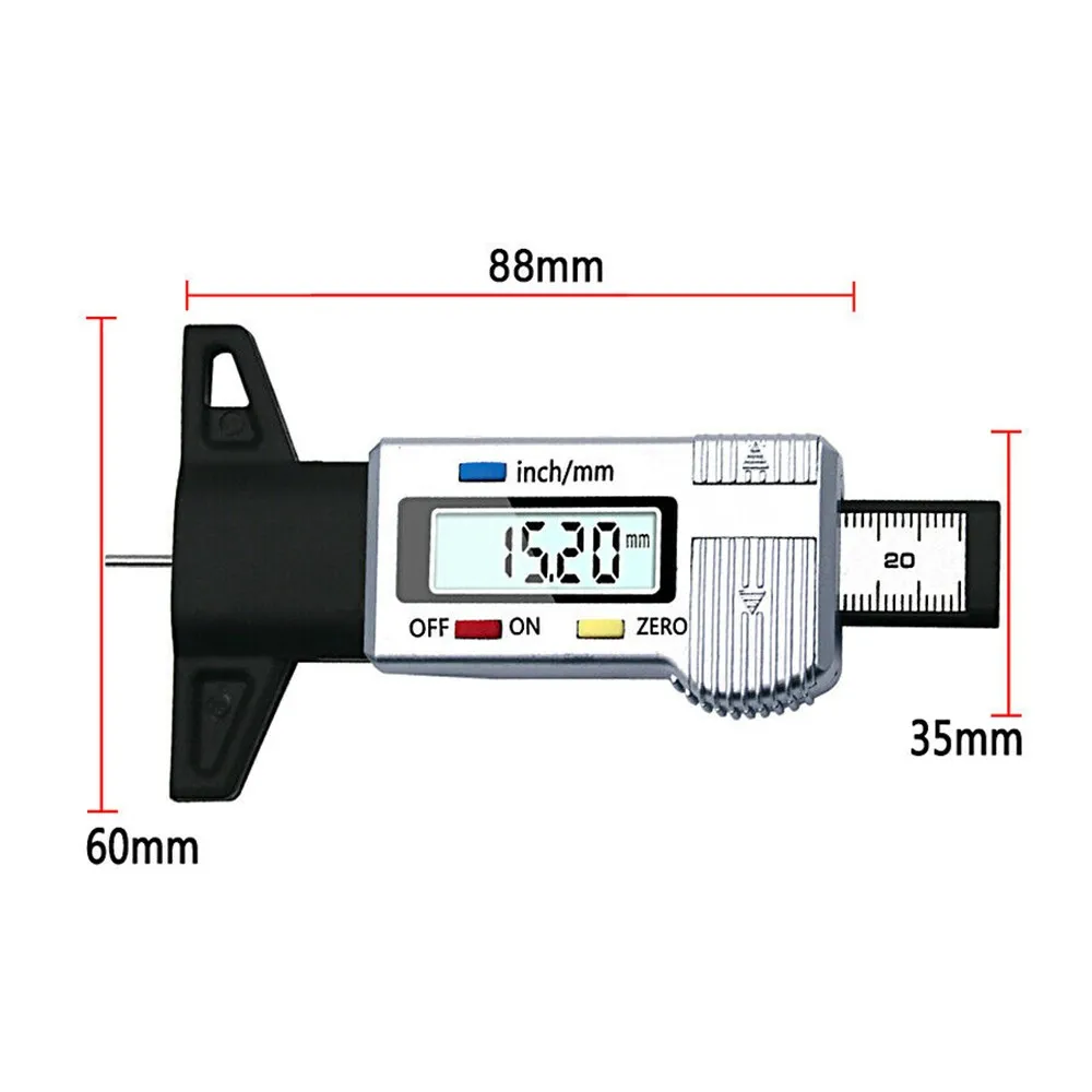 Digital Tread Depth Gauge For Car Tyre Tire Meter Thickness Gauges Automobile Tire Wear Detection Measuring Tools Depth Caliper