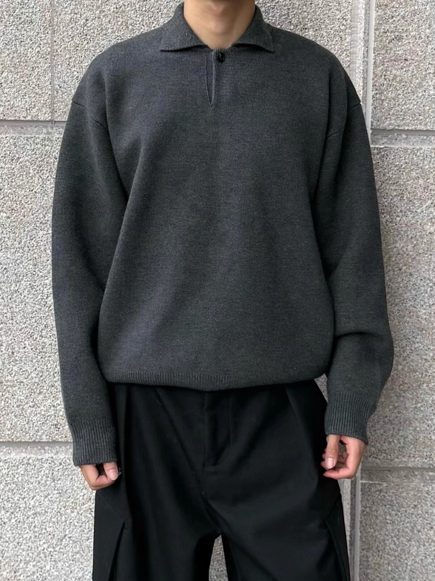 

Мужской вязаный свитер в американском стиле преппи с воротником, длинными рукавами, свободного кроя, из полиэфирного волокна, молодежный повседневный топ