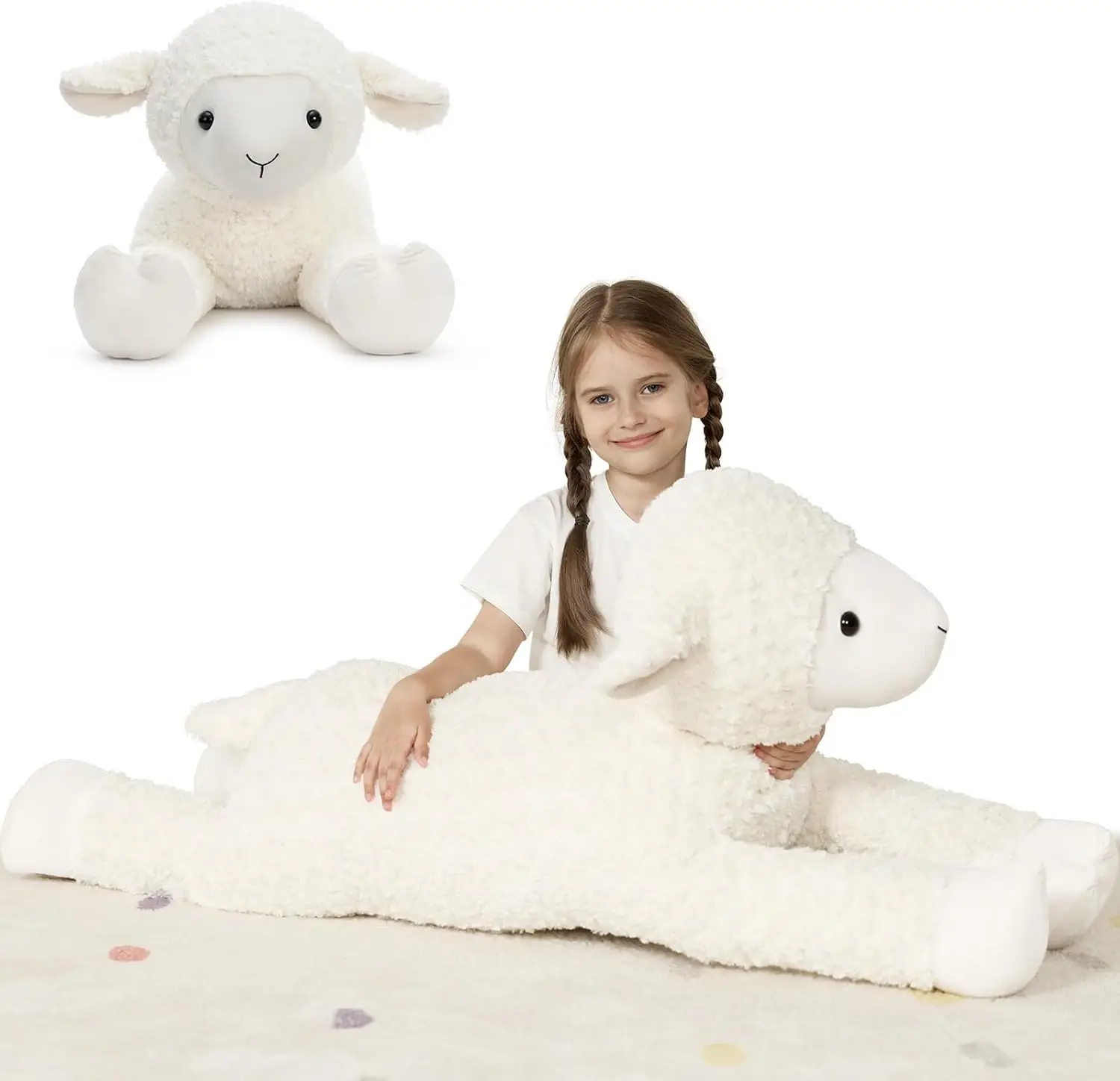 

Giant White Sheep Stuffed Animal, Fluffy Plush Body Pillow for Boys Girls, Realistic Lamb Toy Gift for Christmas Birthday Decor