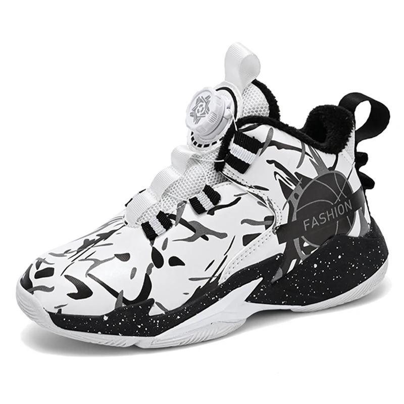 

Children's Leather Basketball Shoes High Top Youth Student Sports Shoes Outdoor Leisure Boys Running Shoes Size 31-40