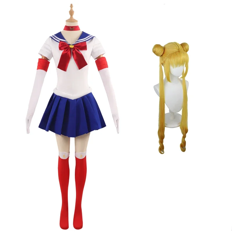 Anime Sailor Tsukino Usagi Serena Cosplay Costume Dress Kids Adults Uniform