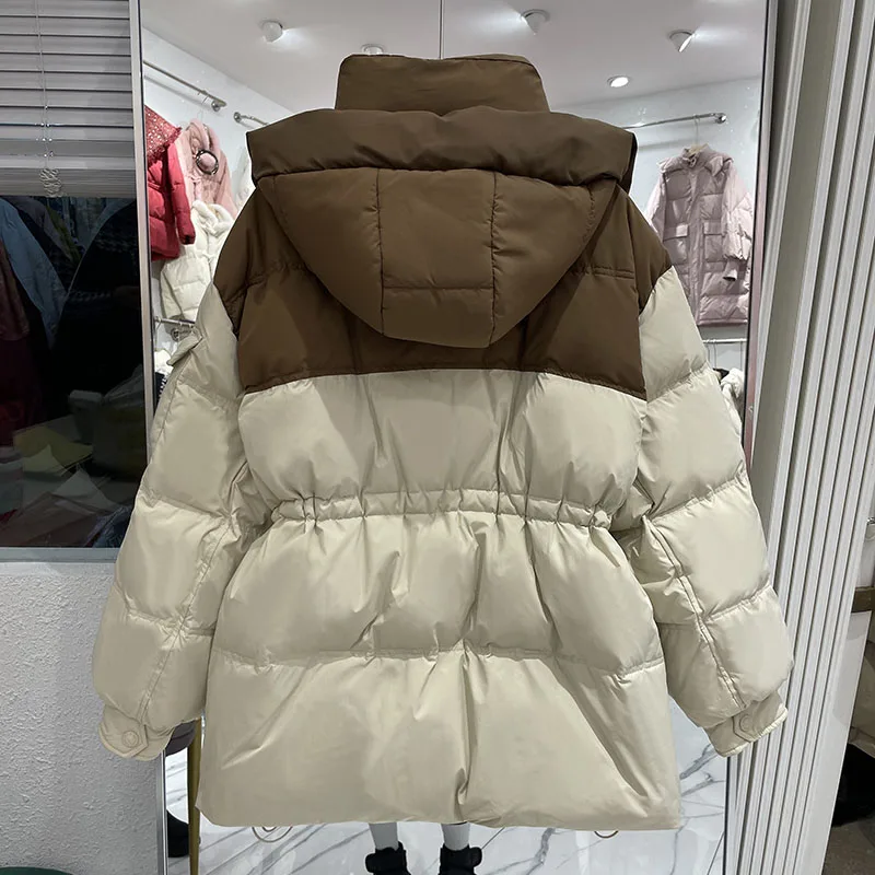 ファッション女性用パーカーカジュアル厚手暖かいフード付きダウンジャケット2025冬新作女性用ホワイトダックダウン女性用ダウンジャケットH740