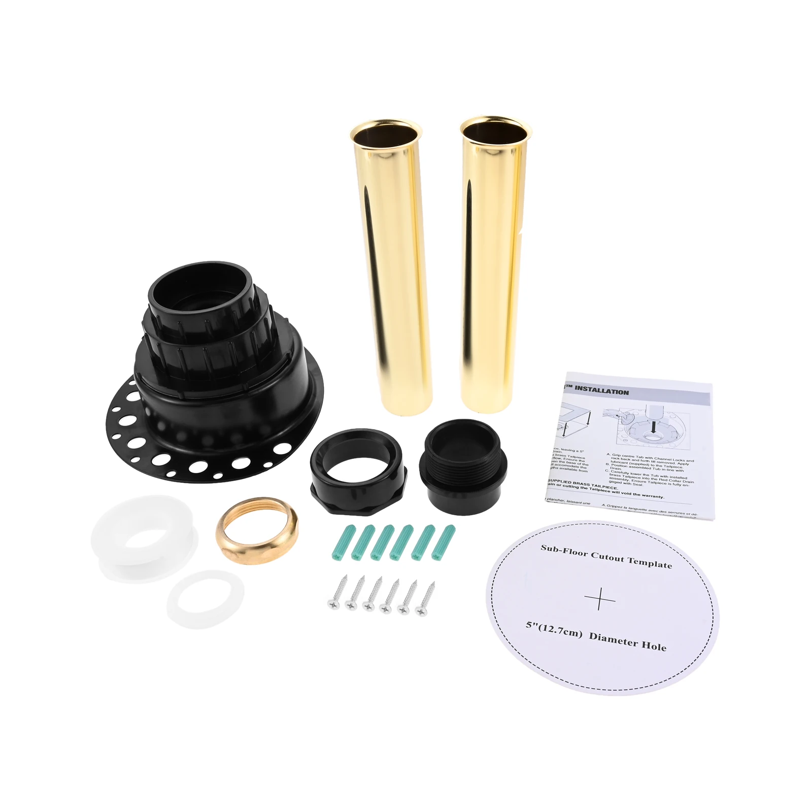 

Bathtub Drain Kit with Plastic Adapter and Tail Pipes Fit for Freestanding Bathtub, Floor Mounted Bathtub and Standard Bathtub