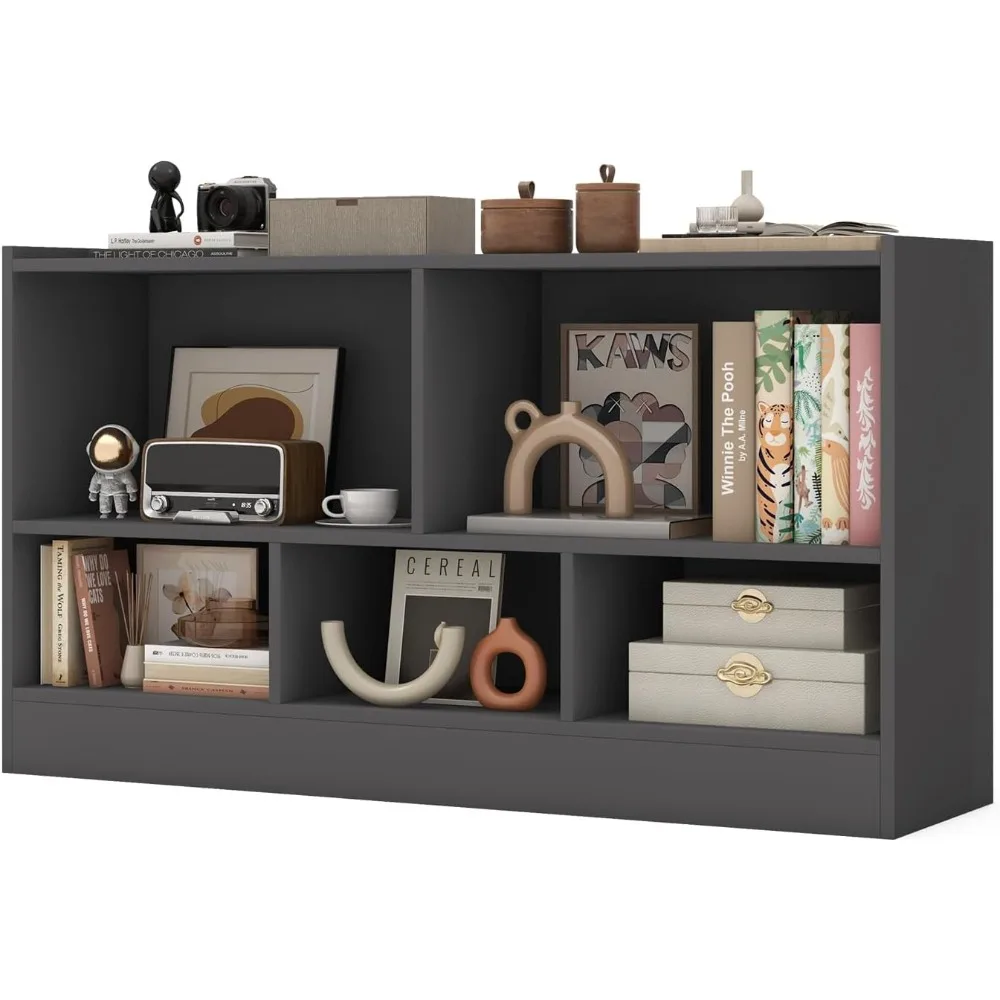 5-Cube Bookcase, Freestanding 3-Tier Bookshelf with Spacious Top & Raised Base, Modern Display Storage Organizer, Multip