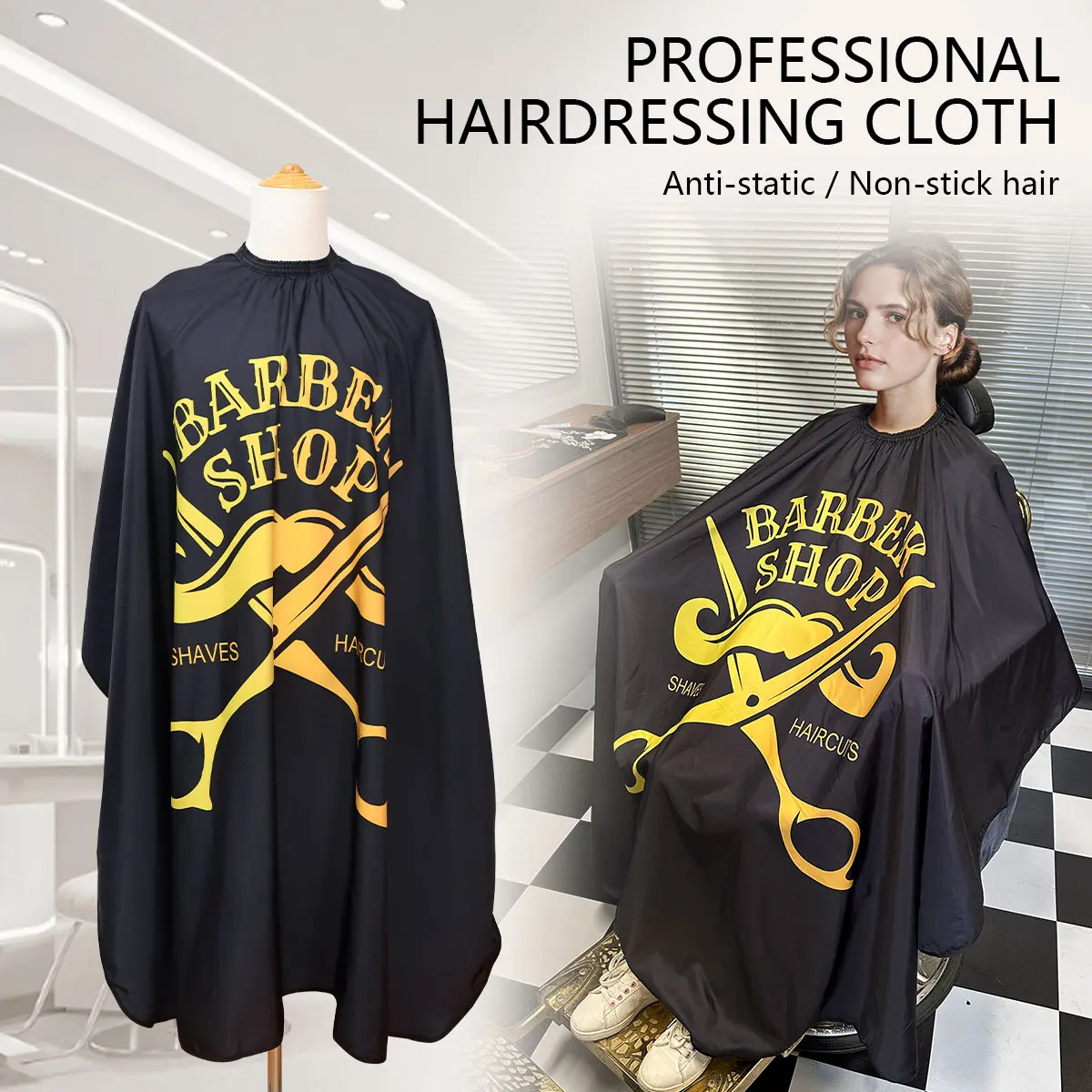 

Barbershop Hairdressing Apron Pro Barber Anti-static Non-stick Hair Haircutting Cape Salon Hairstyling Gown Tools Accessories