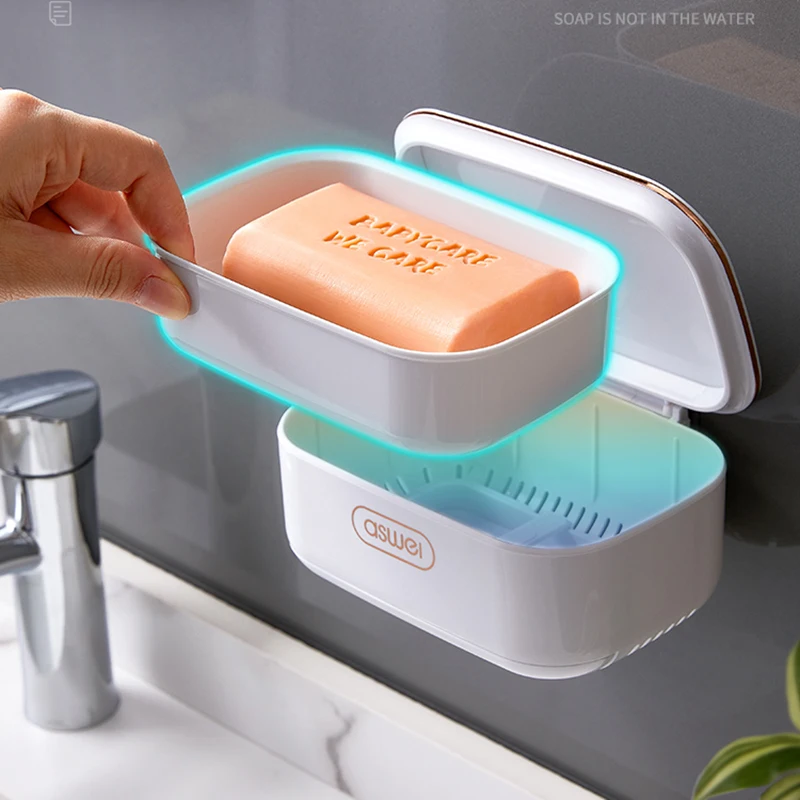 Double layer Soap Box Drain Soap Holder Bathroom Shower Soap Rack sponge Storage Plate Toilet Laundry Soap Box Bathroom