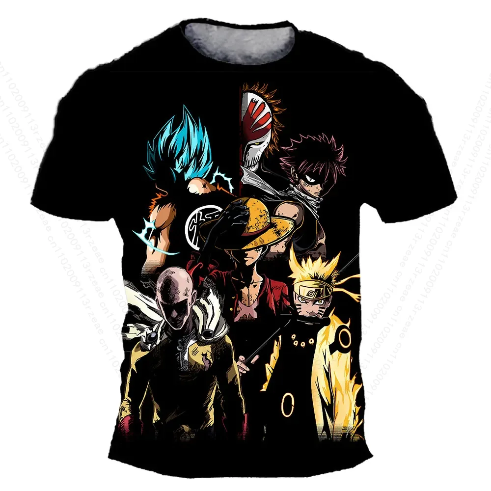 Een Stuk Japanse Anime Heren T-shirt Casual Ademend Y2K Harajuku Straat Trend Jongens Kinderen Jongens En Meisjes Korte Mouwen