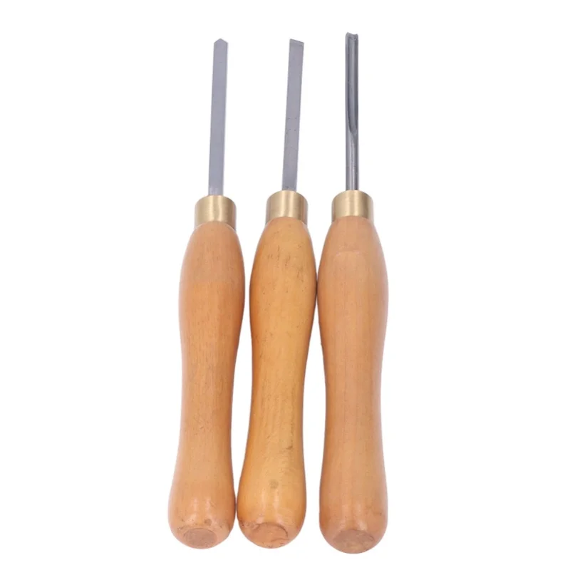 

3Pcs Wood Lathe Turning Tool Chisel Beech Handle Steel Insert For Woodworking DIY