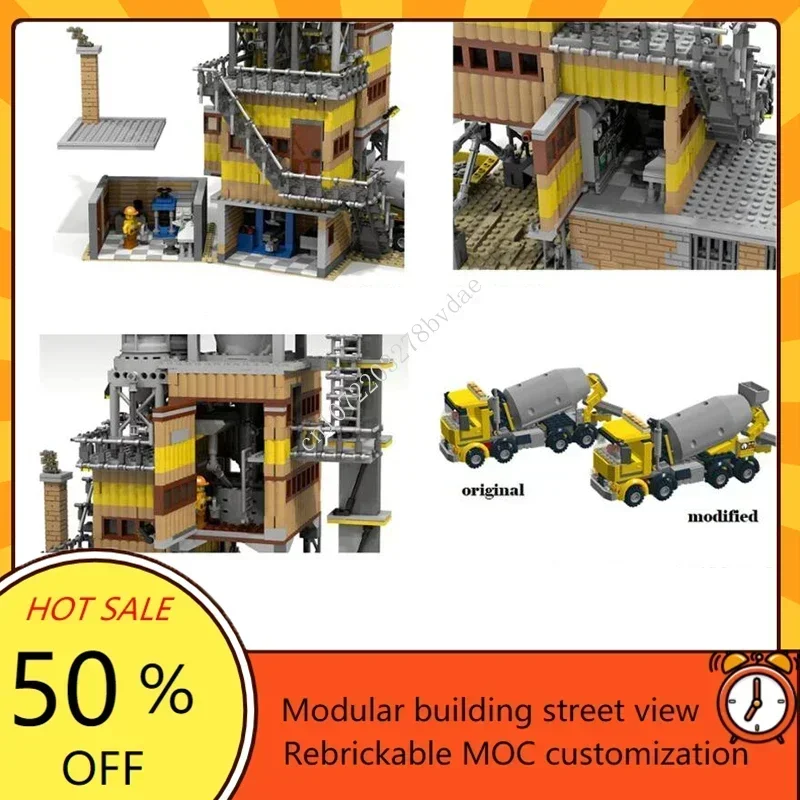 Concrete Mix Plant Modular MOC Creative street view Model Building Blocks Architecture DIY Education Assembly Model Toys Gifts