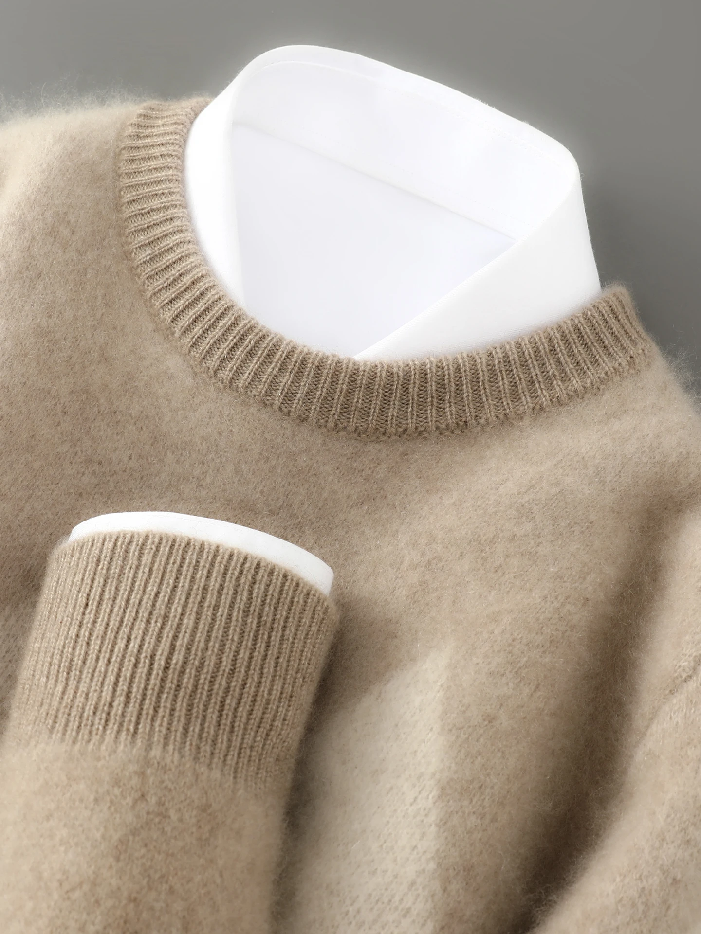 00% Pure Wool Knitted Sweater Men's Autumn Winter Thiened round Ne Loose Casual Knitted Base Layer Camere Sweater