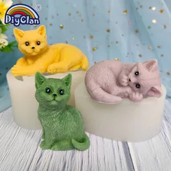 3d gato molde de silicone gatinhos modelo de cozimento mousse de chocolate sobremesa fondant bolo ferramentas de decoração diy vela sabão resina molde