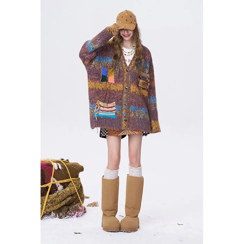 ELFSACK Y2K カラーブロックチェック柄グラフィック A ラインショートスカート女性用