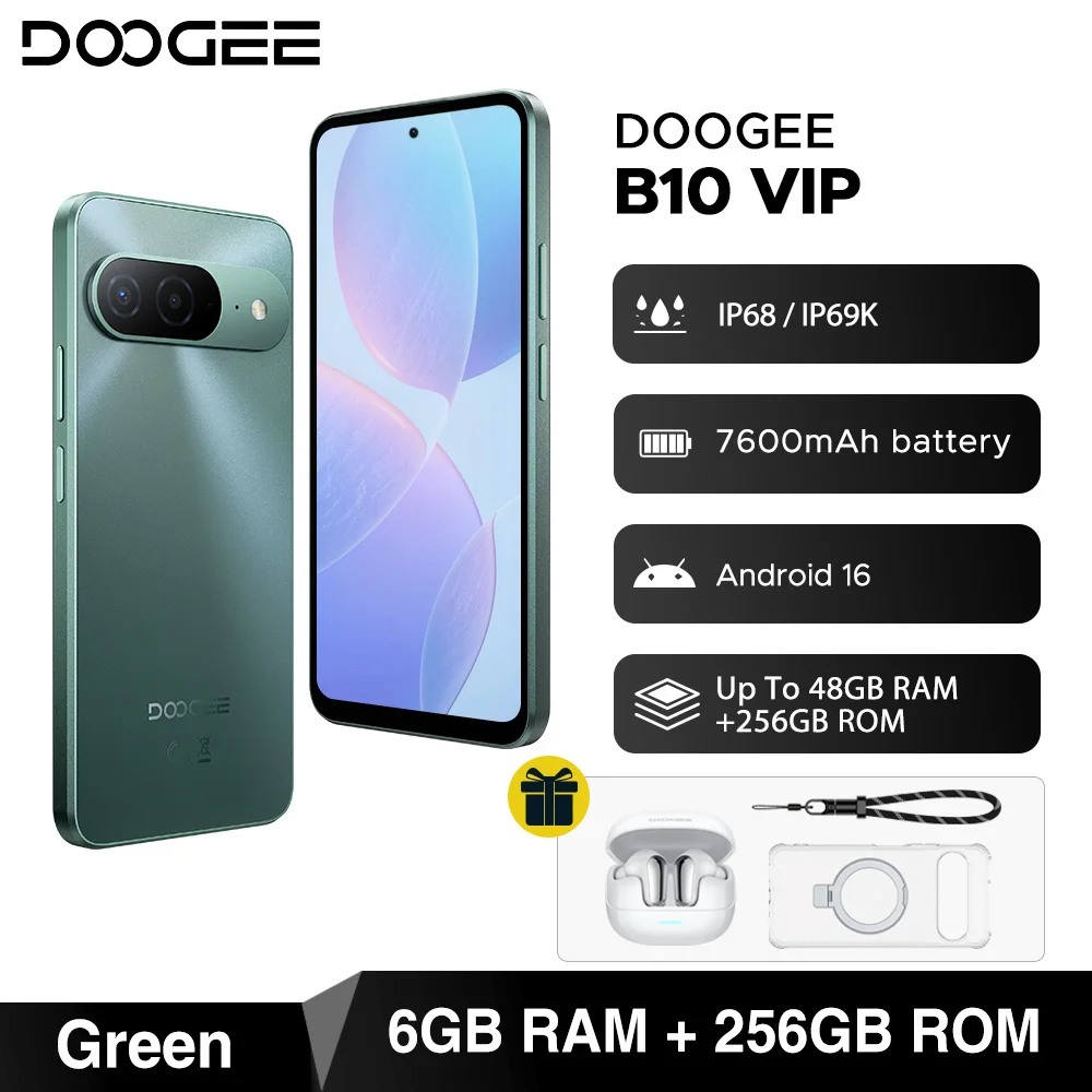World Premiere DOOGEE B10 Smartphone 7600mAh Battery 6GB 256GB 6.6'' Display 64MP AI Camera Gemini AI Android 16 Mobile Phone image 3