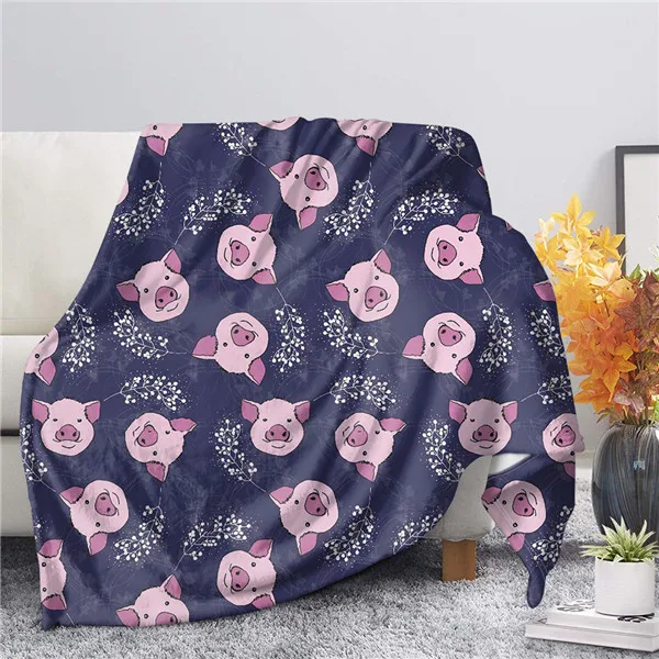 Cute Pig Pink Fleece Blanket Warm Bedroom Throw Blanket on Bed Sofa Bedding Travel Sherpa Blankets for Adult Kids Girls Quilt