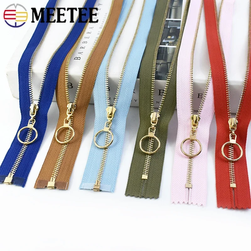 

Meetee 5/10Pcs 15-70cm 3# Metal Zippers Close/Open-End Auto Lock Gold Teeth Zip for DIY Bag Jacket Sewing Garment Accessories