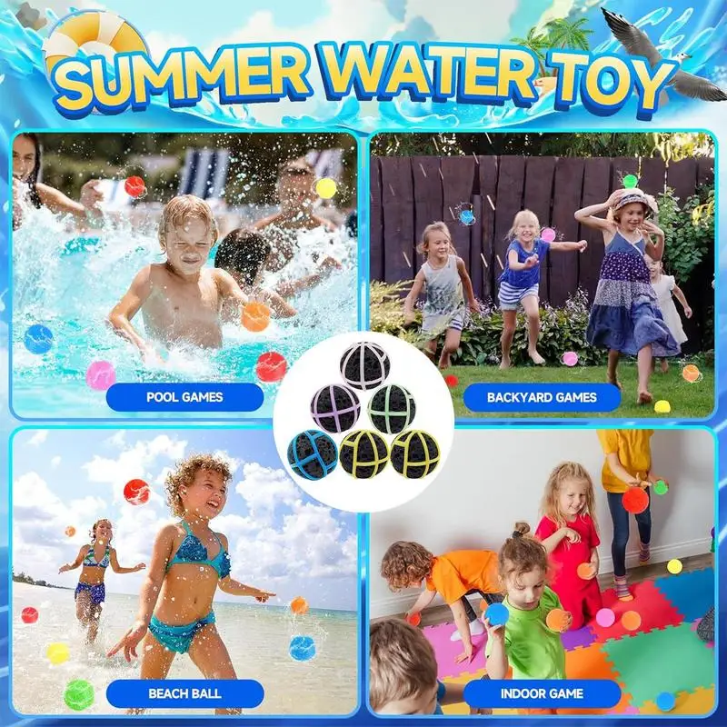 水風船クイックフィル 6X シリコーン水詰め替えスポンジ風船ビーチプールおもちゃプールプレイ用品インタラクティブ投げ
