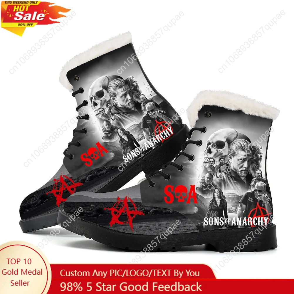 

Sons Of Anarchy SOA Plush Boots Mens Women Hip Hop Teenager Shoes Casual Boot Light High Quality Couple Customize Shoe