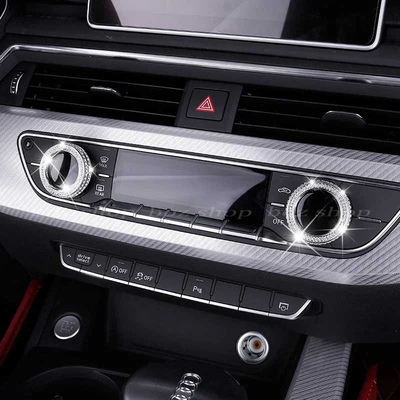 For Audi A4L A5 2017-2024 Interior Modification Multimedia Knob Central Control Decorative Sticker Steering Wheel Diamond Bling