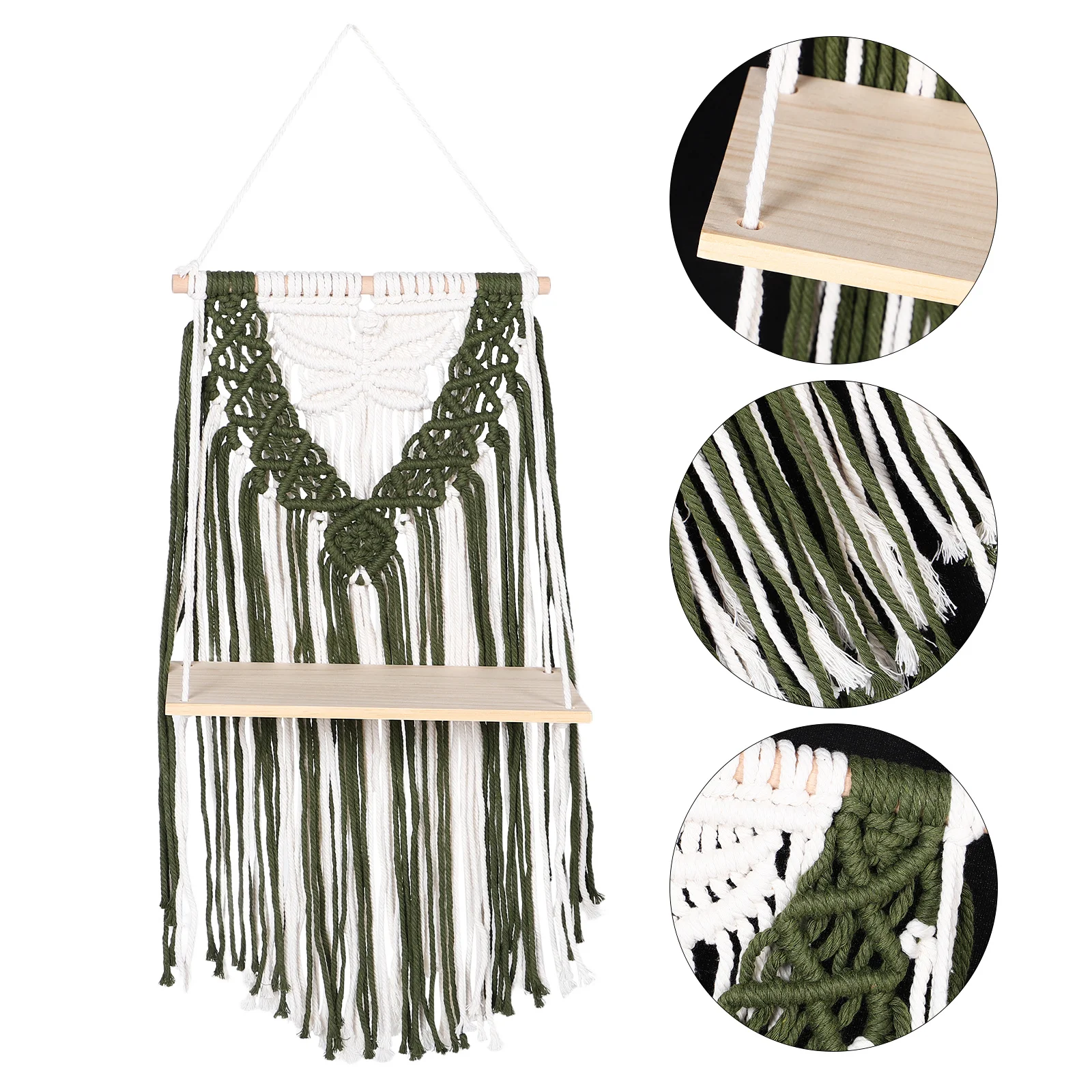 اليدوية المنسوجة نسيج طبقة واحدة بوهو جدار رف معلق شرابات حبل القطن الطبيعي لغرفة النوم غرفة المعيشة نبات الحضانة #1