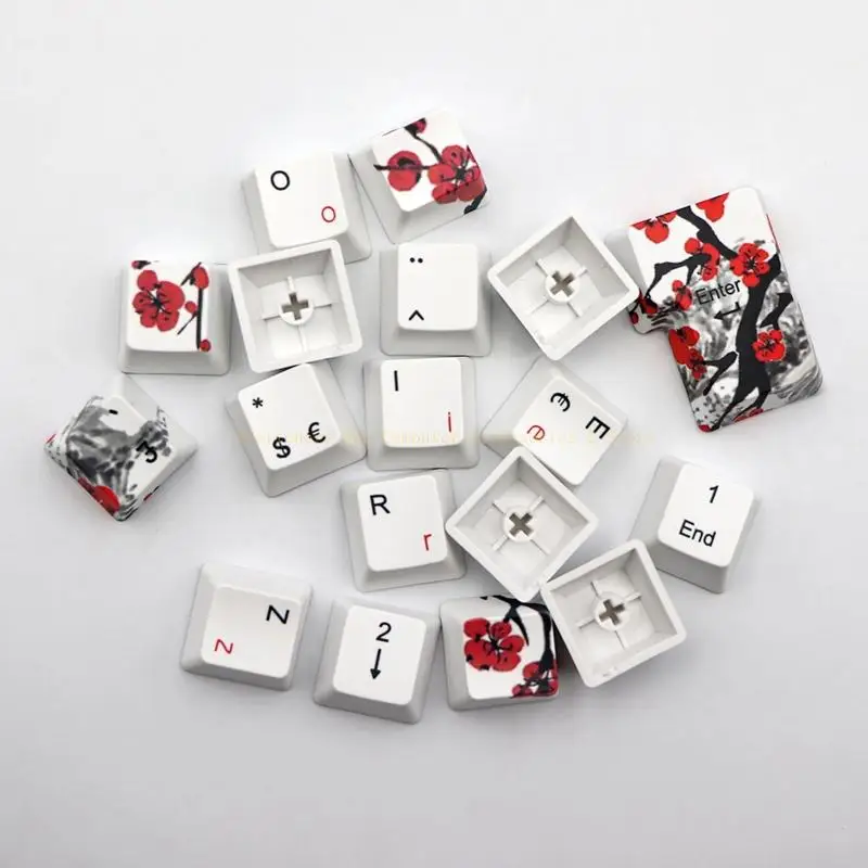 

Plum Blossom OEM Keycap 111-key Thick Pbt Five-sides Sublimation Keycap For Mechanical Keyboard Finnish French German