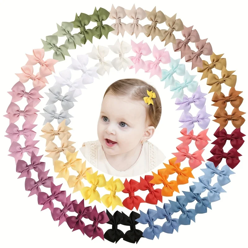

20/60pcs Newborn Baby Hair Bows Clips Set Tiny 2.2'' Fully Lined Bowbot Alligator Clips Girls Hair Accessories Gift Set for Infa