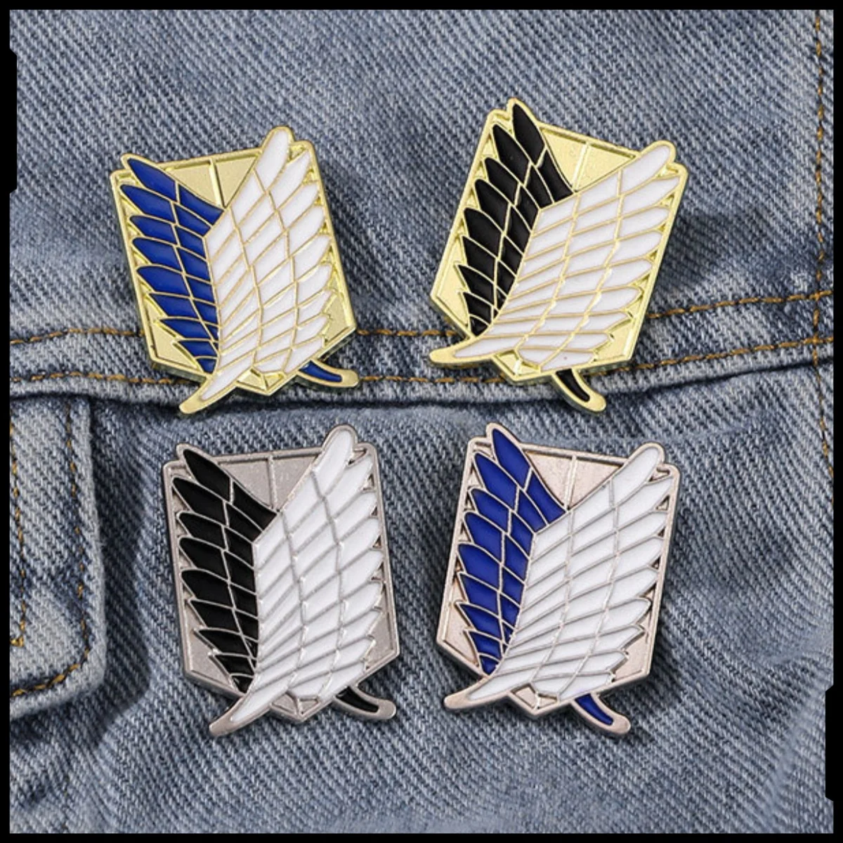 Attack on Titan peripheral anime badge attack on titan cartoon black and white Corps logo Wings of Freedom alloy brooch pin