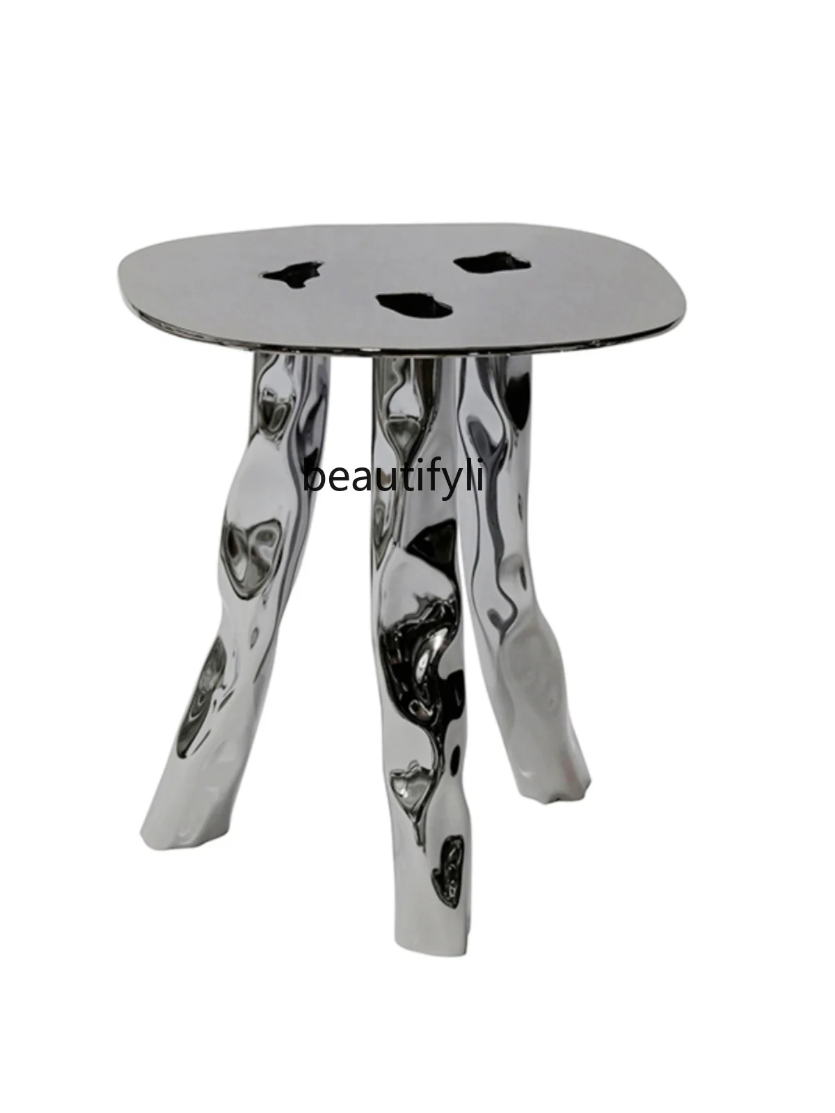 Modern Creative Art Corner Table Stainless Steel Handmade Pleated Coffee Table Home Living Room Side Table