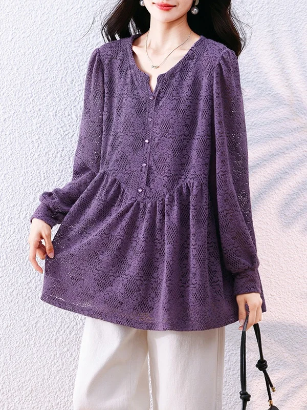 Spring 2025 plus Size Women's Faionable Versatile Belly Cover Slimming Collar Embroidered irt Ele Small Top