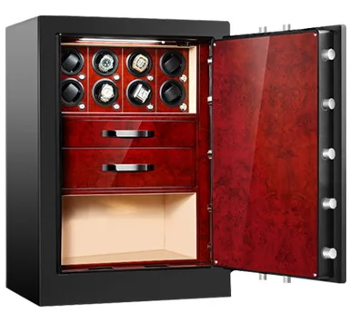 Customized New Luxury Wardrobe Smart Fingerprint Lock Safe Automatic Watch Winder Box Anti Theft Drawer Safe 6 8 12 20 Slots